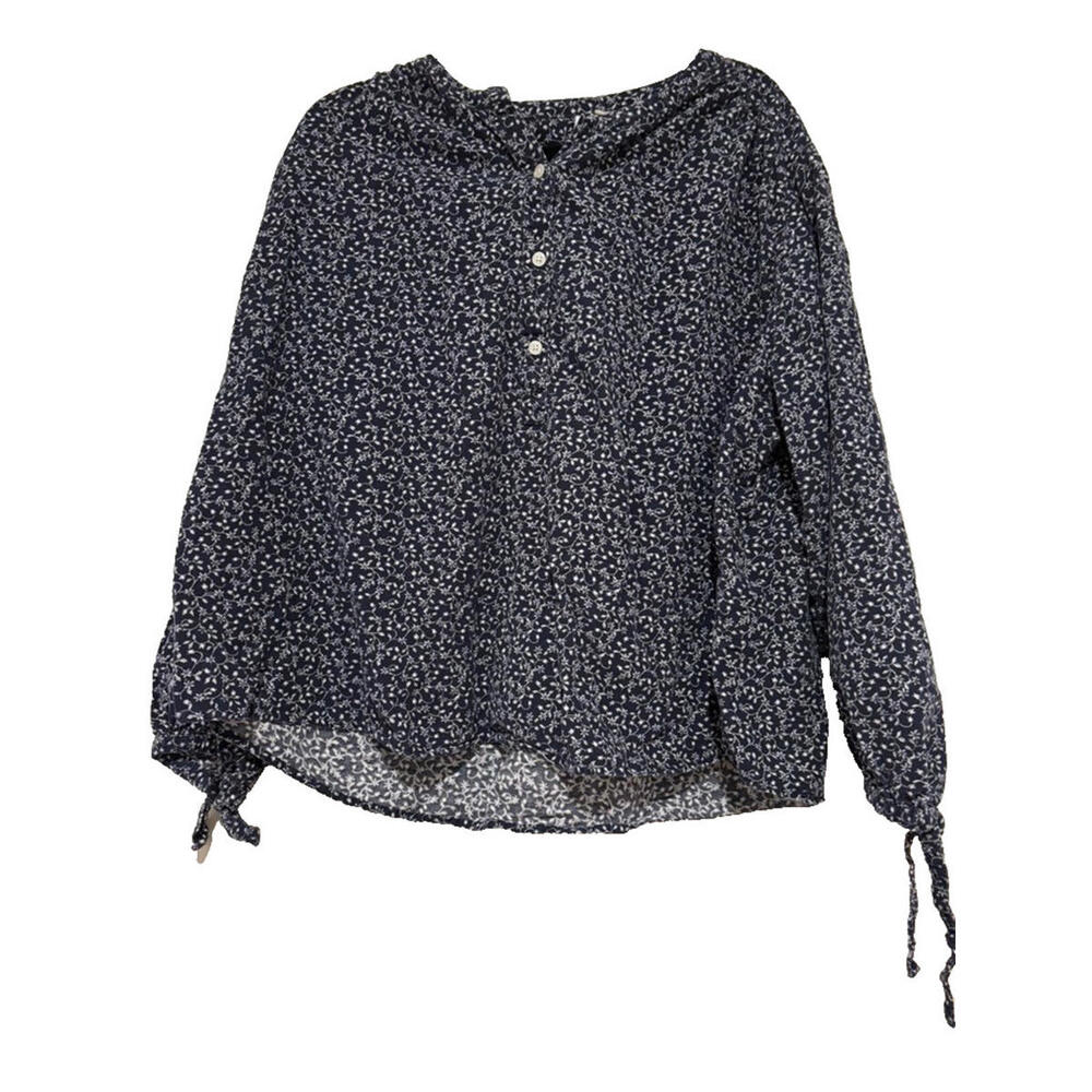 Old Navy Floral Peasant Top XL Ditsy Corduroy Blouse Blue Boho Cottage core#3197